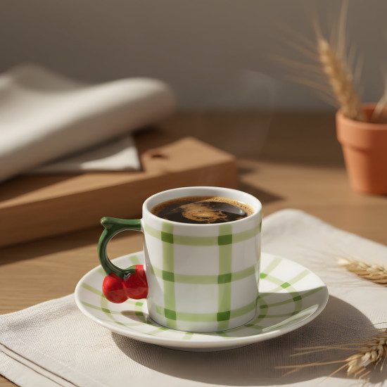 Coffee Cup and Saucer Set - 6 Pcs
